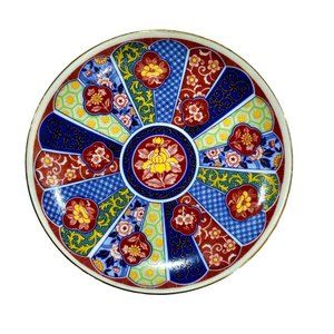 Vintage Imari Style Decorative Plate Made in Japan 6 1/4" Orange Yellow Blue